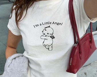 Y2K I'm a Little Angel Kewpie Baby Tee | Y2k Vintage Top, 90s Tee, Y2k baby tee, Sonny Angel Baby Tee, Cute Aesthetic Baby Tee, Doll Shirt