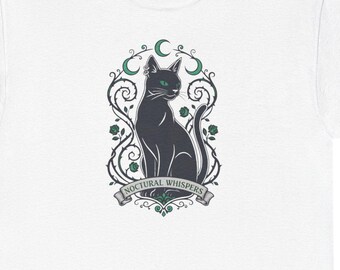 Dark Humor Cat T-Shirt Elegant Gothic Feline Tee Art Nouveau Black Cat Lover Gift