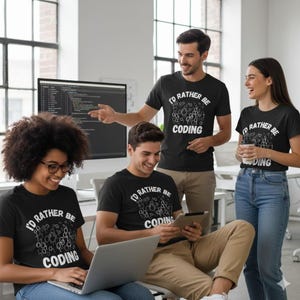 I'd Rather Be Coding Binary Code Graphic T-shirt | Programmer Tee image 3