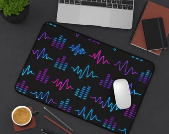 Neon Soundwave Music Equalizer Desk Mat | Rhythm Pattern