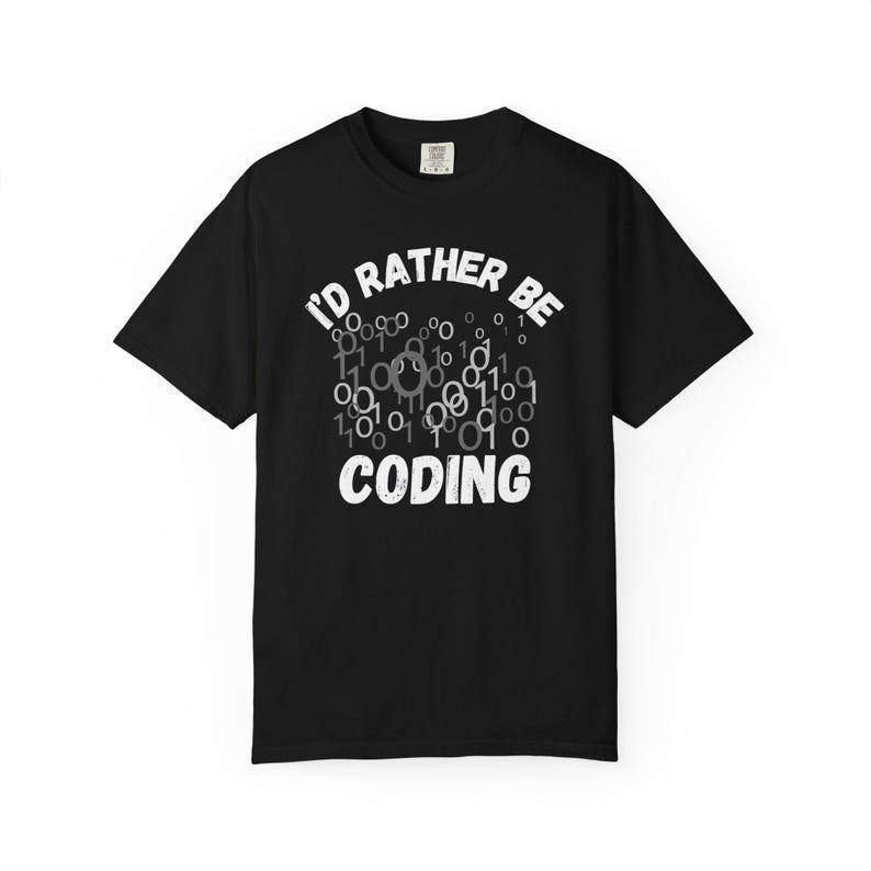 I'd Rather Be Coding Binary Code Graphic T-shirt | Programmer Tee image 2