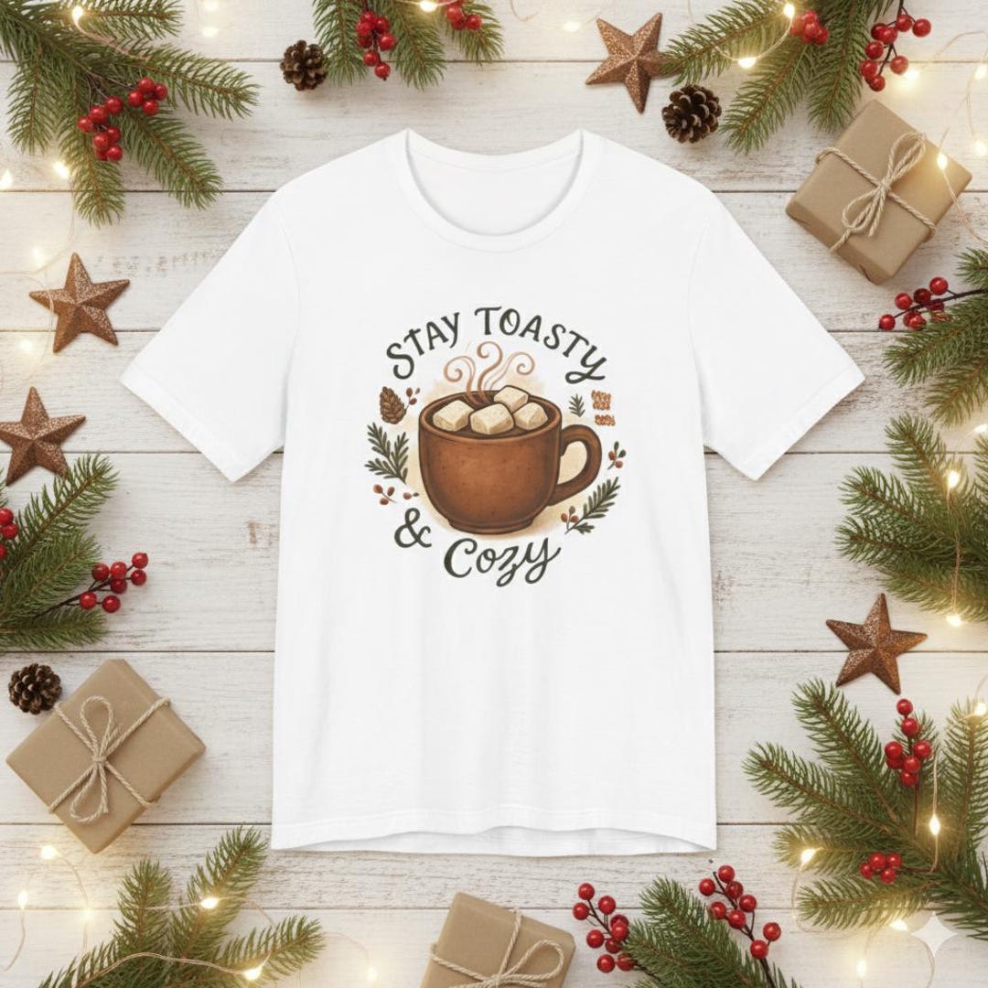 Stay Toasty & Cozy Mug Design T-shirt | Hot Cocoa, Marshmallows, Winter ...