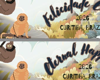 2026 Eternal Happiness JW Convention Bookmark English and Portuguese Curitiba Brazil Waterfall