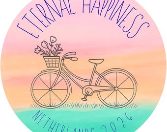 2026 Eternal Happiness JW Convention Circle Sticker Label Button English Netherlands Bicycle