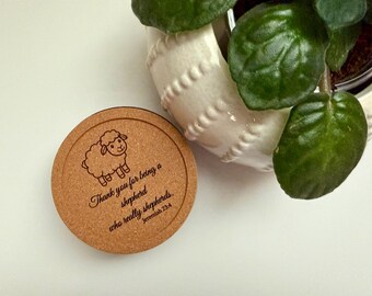 JW Elders Gift Shepherd Engraved Cork Coaster