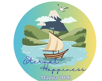 2026 Eternal Happiness JW Convention Circle Sticker Label Button English Manila Islands Sail Boat