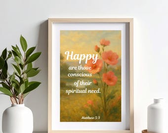 Matthew 5:3 Scripture Floral Spiritual Quote (Digital Download) 2026 Yeartext JW