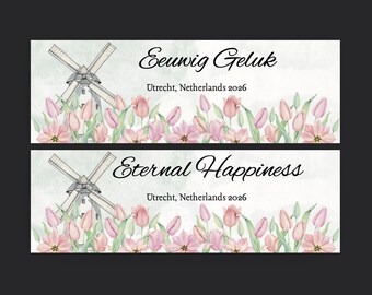 2026 Eternal Happiness JW Convention Bookmark English and Dutch Netherlands Windmill Tulips