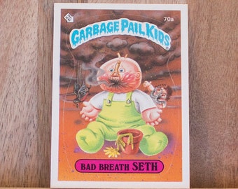 1985 Garbage Pail Kids Card, Bad Breath Seth, 2nd Series 70a, Lot 165, Mint Condition