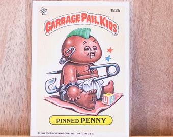 1986 Garbage Pail Kids Card, Pinned Penny, 5th Series 183b, Lot 8, Mint Condition