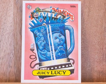 1986 Garbage Pail Kids Card, Juicy Lucy, 5th Series 189b, Lot 3, Mint Condition