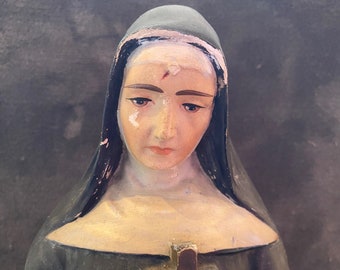 Vintage Saint Rita Chalkware 21.5" Statue