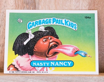 1986 Garbage Pail Kids Card, Nasty Nancy, 5th Series 194a, Lot 5, Mint Condition