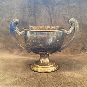 Antique French 1938 Trophy Cup, Silver Toned