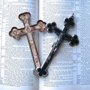 Vintage 8&quot; Pectoral Reliquary Cross With Relic 1900&#39;s