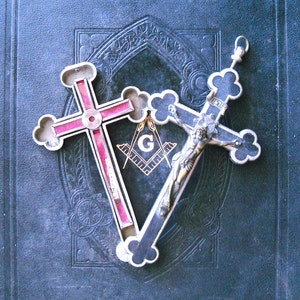 Vintage 6&quot; Pectoral Reliquary Cross With Relic 1900&#39;s