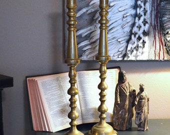 Vintage Church Brass Altar Candlesticks 1930's