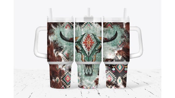 Aztec Western Skull Tumbler