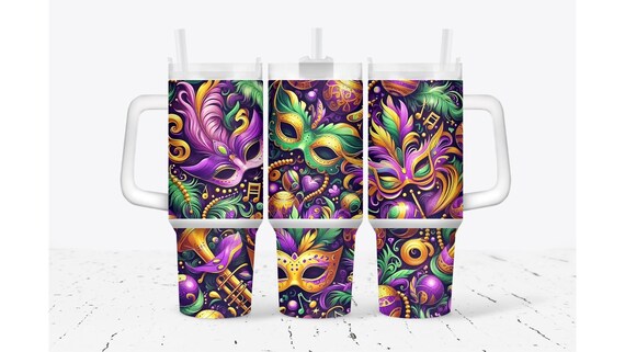 Mardi Gras Mask and Trumpet Tumbler