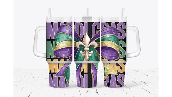 Mardi Gras Pastel Ribbon Tumbler