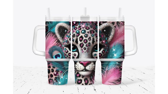 Baby Cheetah Pink and Blue Tumbler