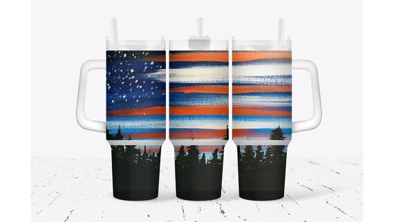 Painted American Flag Tumbler