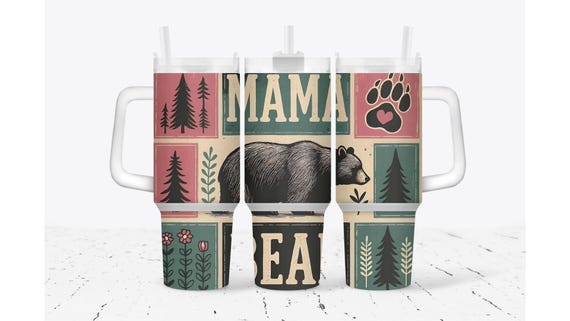Mama Bear Patchwork Tumbler
