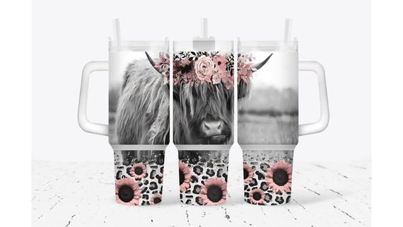 Black and White Highland Cow Tumbler