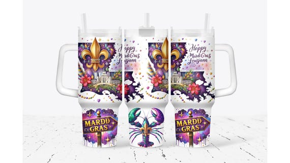 Mardi Gras Sign King Crab Tumbler