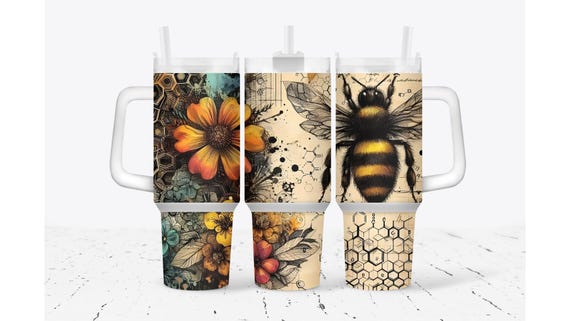 Bee With Flowers Tumbler