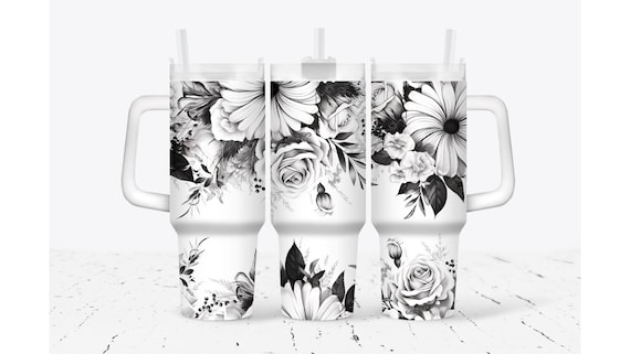 Black And White Flowers Tumbler