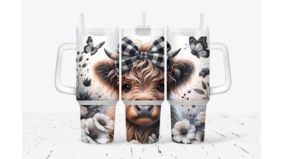 Baby Highland Cow With Bow Tumbler