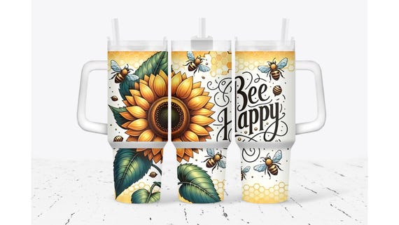 Bee Happy Sunflower Tumbler