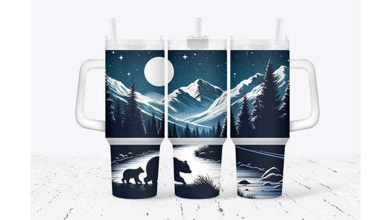 Mama Bear with Cub Mountain Range Tumbler