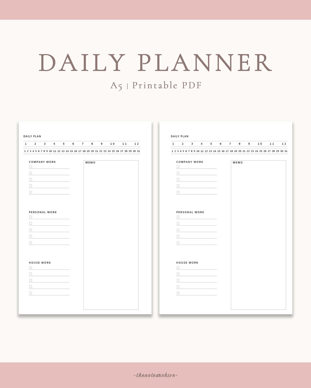 Minimalist Daily Planner Printable | A5 To-do List (PDF) - Etsy