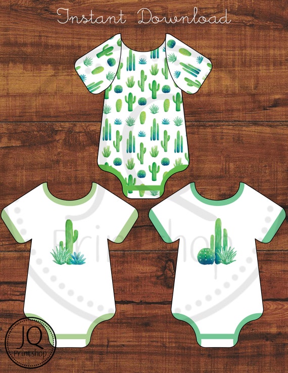 Printable Onesie Decoration Cactus Theme Baby Shower Onsie Etsy