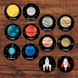 Printable 4 inch Party Cut Outs, Planet Party, Space Theme Party, Solar System Birthday, Solar System Decoration, Space theme Banner