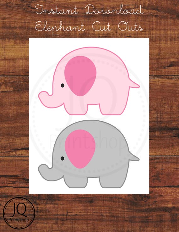 Printable Elephant Decorations Baby Shower Decoration Birthday Decor Pink And Gray Ec04
