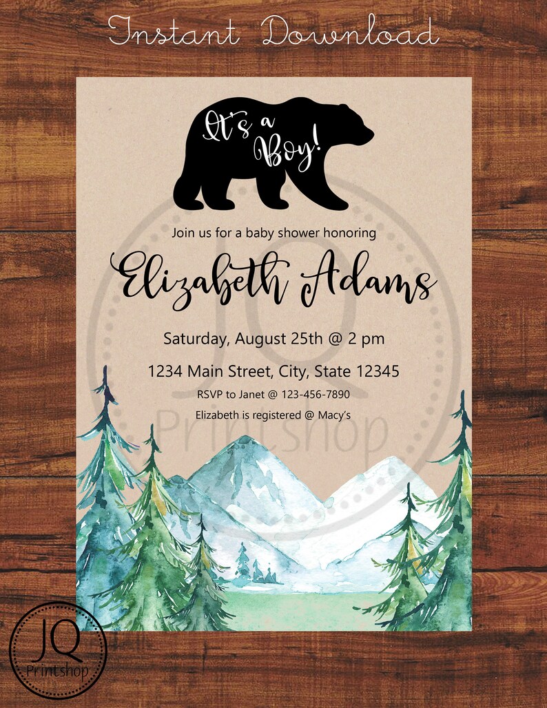 baby shower invitations mountain theme