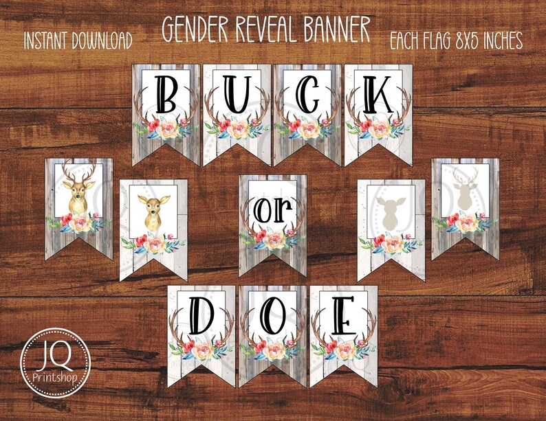 Printable Buck or Doe Banner Buck or Doe Baby Shower Gender - Etsy