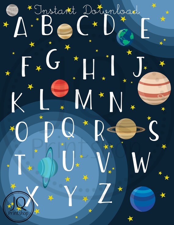 Système Solaire Imprimable Abc Art Imprimer Alphabet Crèche De Lart Système Solaire Thème Art De La Salle De Jeux Espace Thème Alphabet Abc
