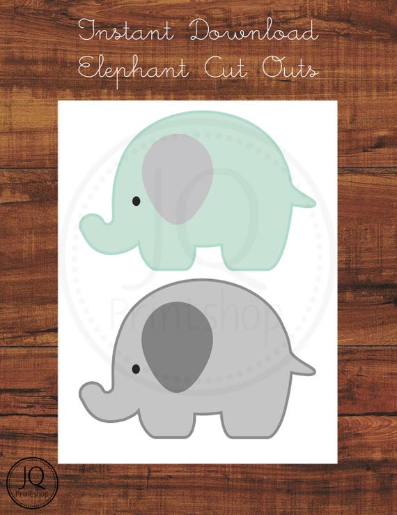 Printable Elephant Decoration Mint Green And Gray Elephant Etsy