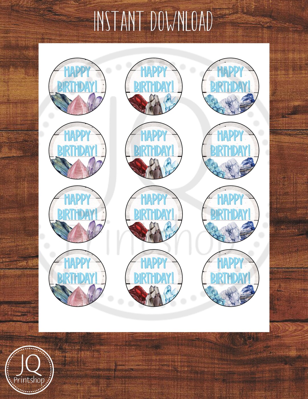 Printable Birthday Geology Cupcake Toppers, Rocks and Minerals Theme ...