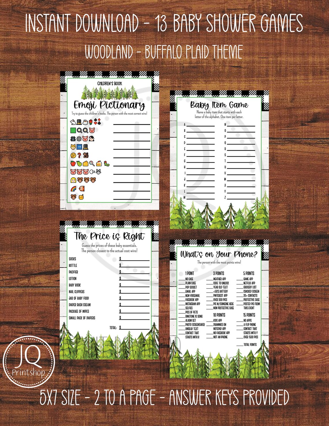 Printable Baby Shower Games Black and White Buffalo Plaid - Etsy