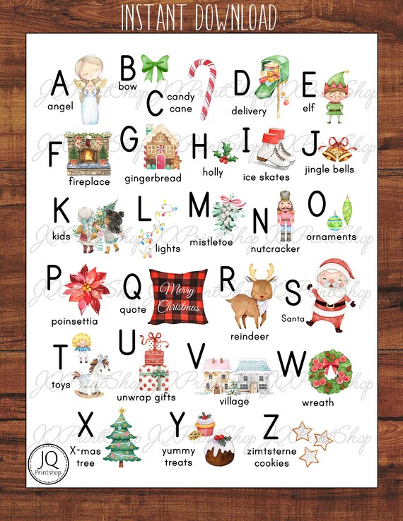 Printable Christmas Art Christmas Abc s A Z Christmas Words