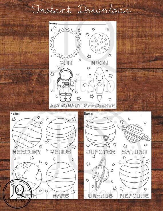 Printable Solar System Theme Color Sheets Planets Coloring Sheets Homeschool Activity Preschool Activity Solar System Theme Party