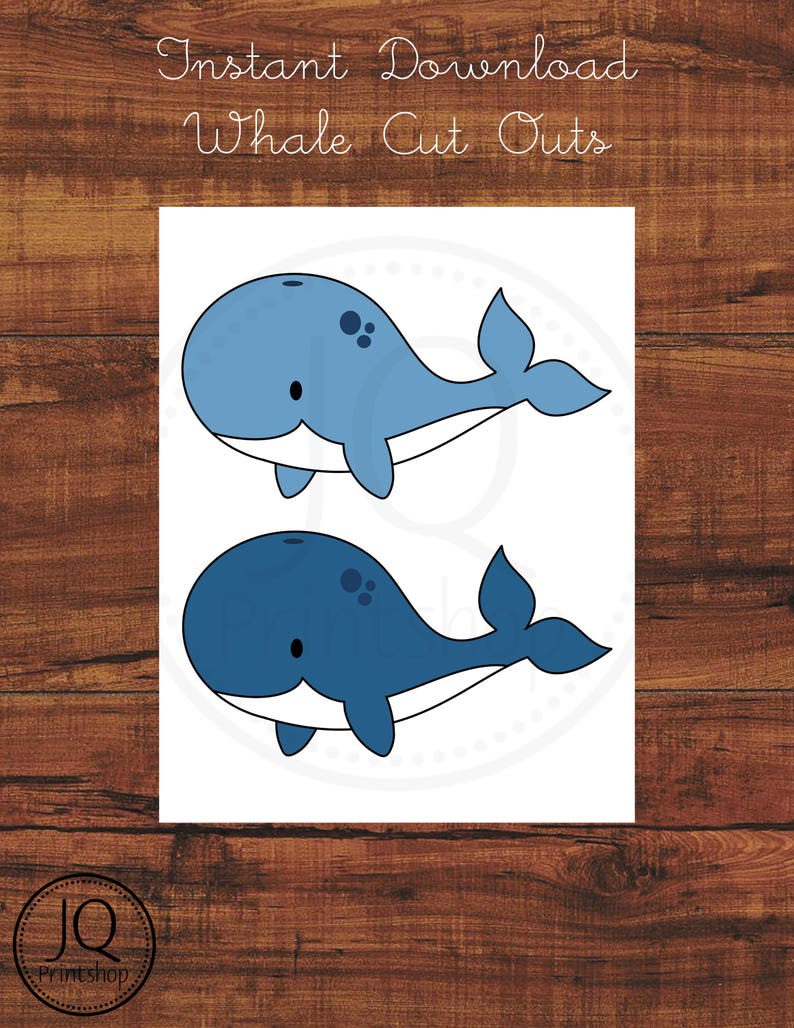 Printable Whale Baby Shower Decoration Print and Cut Out | Etsy
