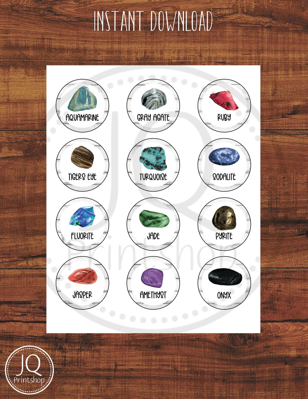 Printable Geology Cupcake Toppers, Rocks and Minerals Theme Party, You