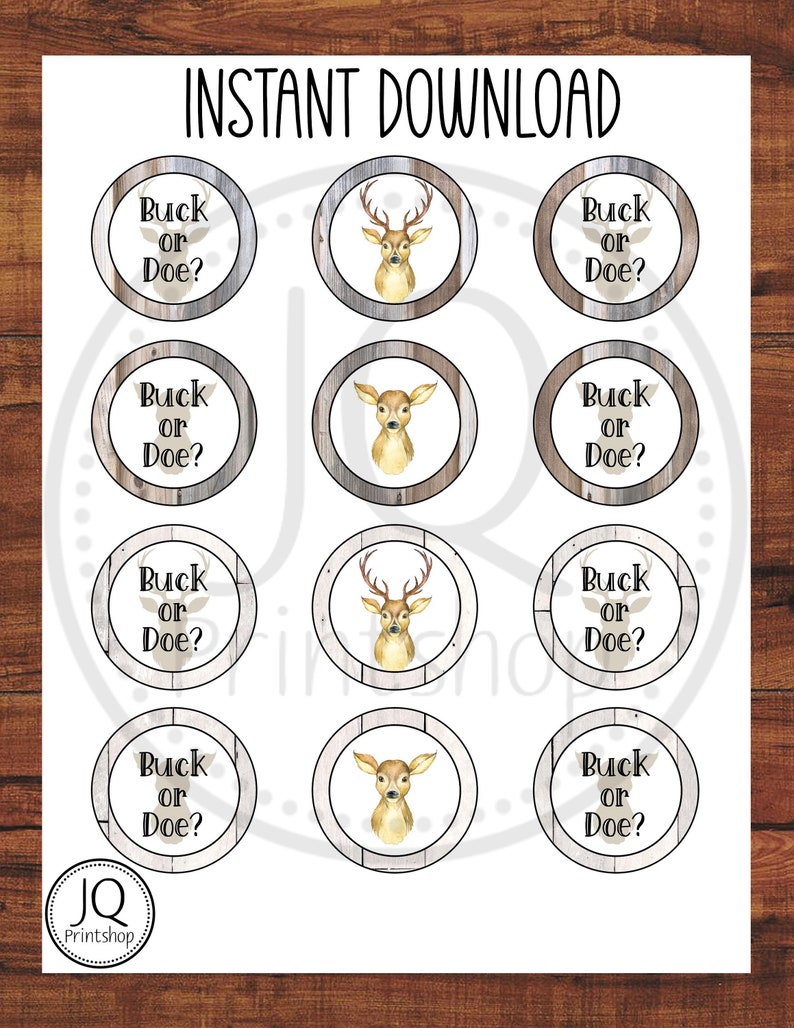 Printable Buck or Doe Cupcake Toppers Buck or Doe Baby - Etsy
