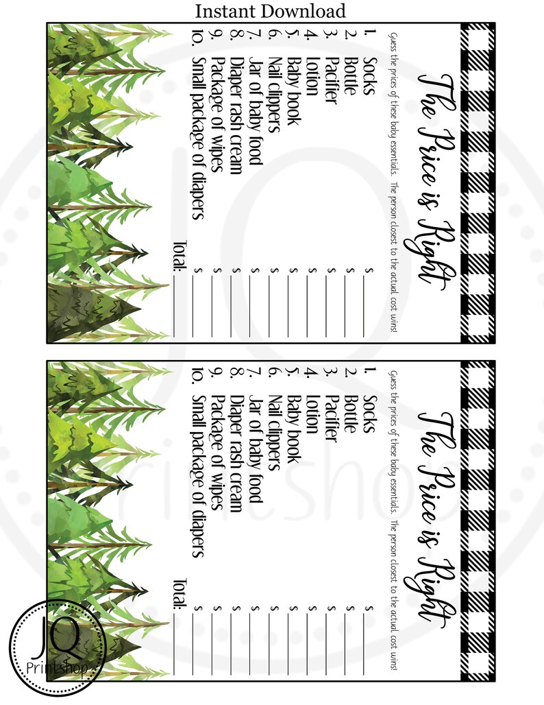 Printable Baby Shower Games Black and White Buffalo Plaid | Etsy